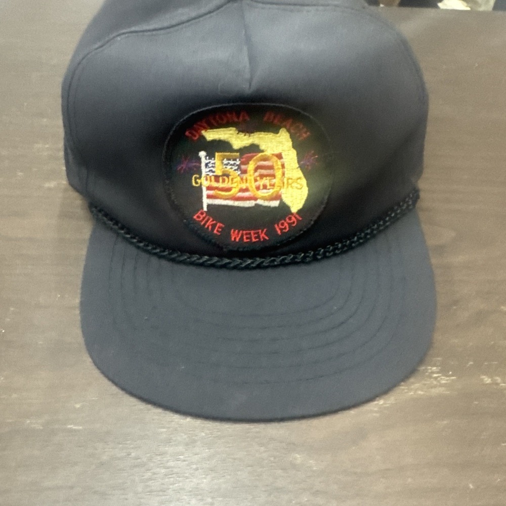 Vintage Daytona Beach Bike Week 1991 Hat – 50 Golden Years Patch Rope Cap